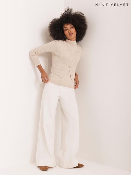 Mint Velvet Natural Double Layer Ribbed Jumper (Y07702) | £89