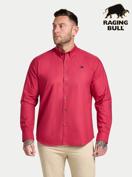 Raging Bull Red Long Sleeve Classic Oxford Shirt (Y07720) | £65 - £75