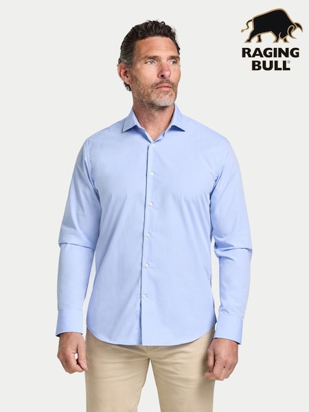 Raging Bull Blue Long Sleeve Premium Dobby Cotton Oxford Shirt (Y07734) | £80 - £90