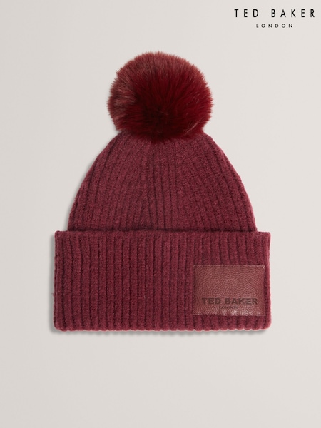 Ted Baker Red Sershii Colourblock Bobble Hat (Y07817) | £39