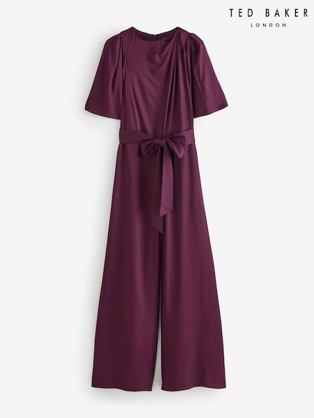 Ted Baker Red Taupa - Drape Neck  Wide Leg Jumpsuit (Y07839) | £179