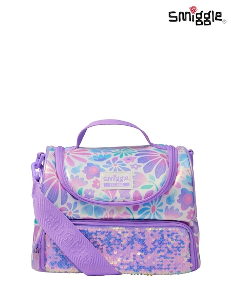 Smiggle Metallic Bloom Large Double Compartment Lunchbox With Strap (Y07848) | £22