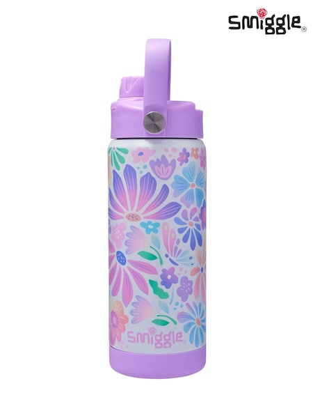 Smiggle Purple Bloom Squiggle Insulated Stainless Steel Drink Bottle 550Ml (Y07851) | £20