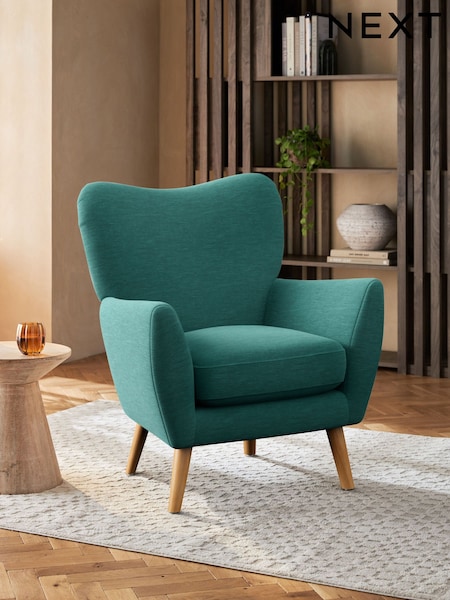 Fine Chenille Easy Clean Dark Juniper Green Wilson Highback Armchair (Y07855) | £350