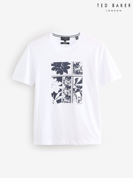 Ted Baker White Koney Short Sleeve Floral Box Print T-Shirt (Y07918) | £49