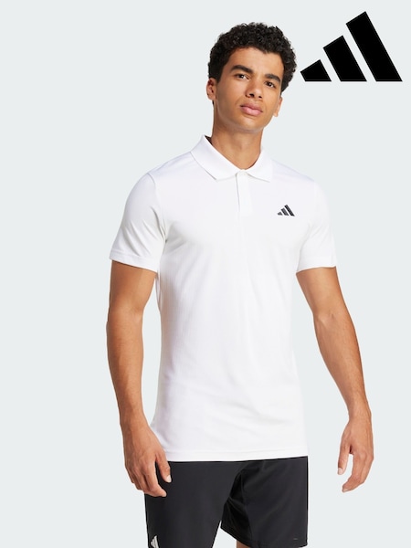 adidas White Tennis Climacool FreeLift Polo Shirt (Y07971) | £55