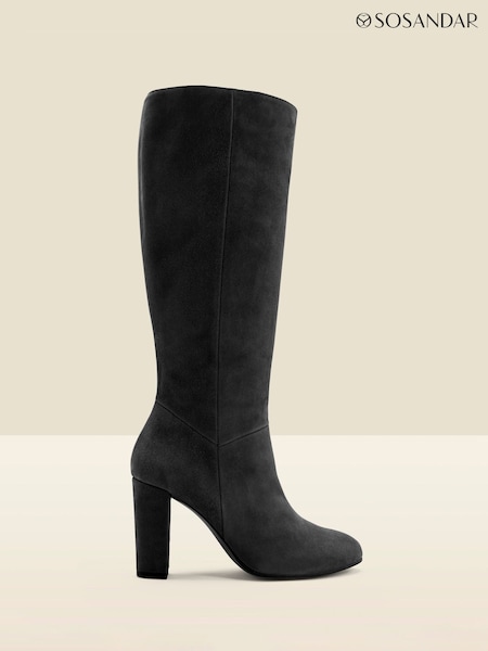 Sosandar Black Blake Suede Knee High Boots (Y07978) | £155
