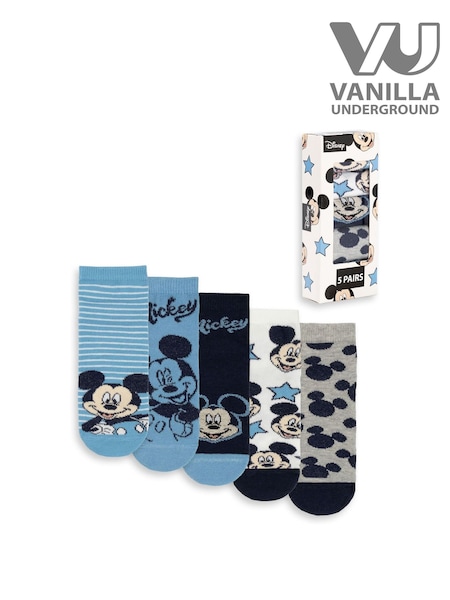 Vanilla Underground Blue Calf Socks Set of 5 (Y08119) | £14