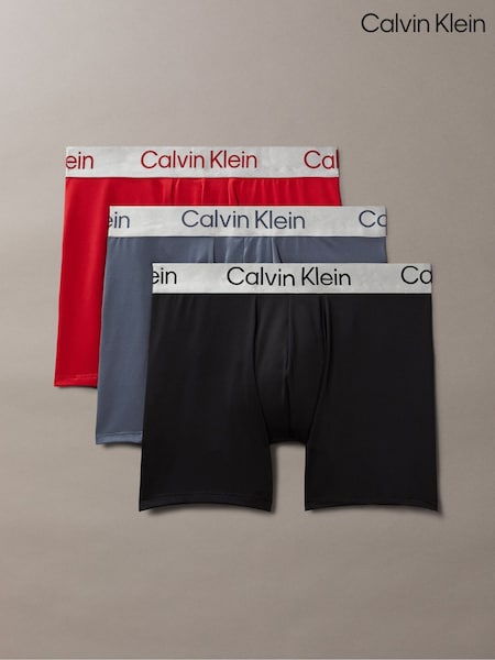 Calvin Klein Red/Blue/Black Micro Stretch 3 Pack Boxer Briefs (Y08432) | £45