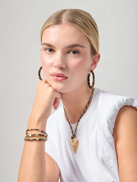 Aela Leopard Wrapped Hoop Brown Earrings (Y08506) | £12.50