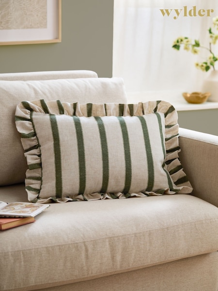 Wylder Moss Connie Stripe Ruffle Filled Cushion (Y08672) | £22