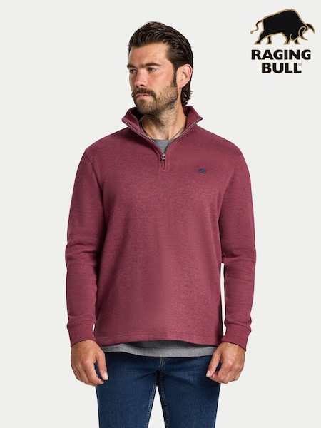 Raging Bull Red Classic French Rib Quarter Zip Sweatshirt (Y08716) | £80 - £90