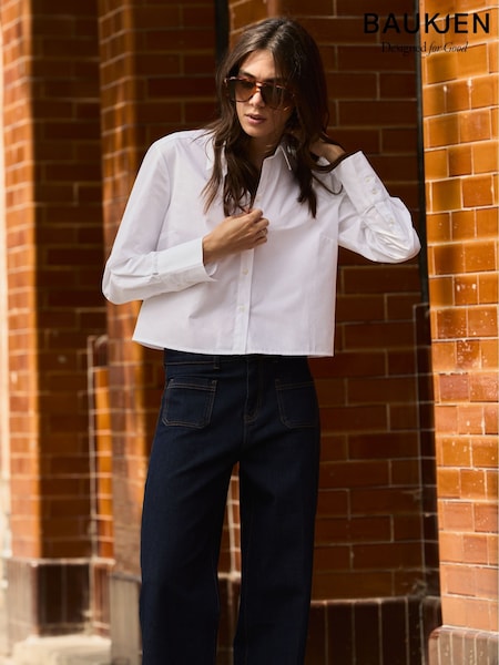 Baukjen Corey Cropped White Shirt (Y08730) | £119