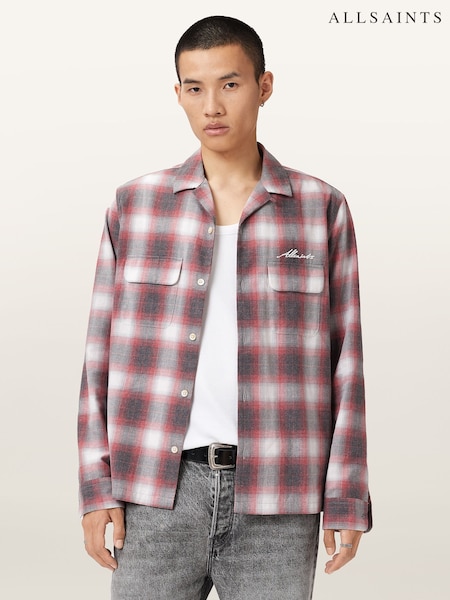 AllSaints Red Shams Long Sleeve Shirt (Y08736) | £129