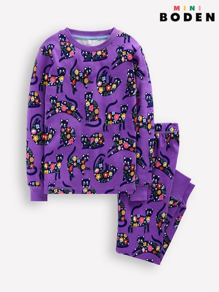 Boden Purple Snug Glow-In-The-Dark Halloween Pyjamas (Y08774) | £27 - £32