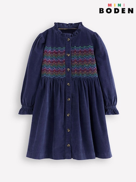 Boden Blue Suki Long Sleeve Smocked Dress (Y08823) | £39 - £45