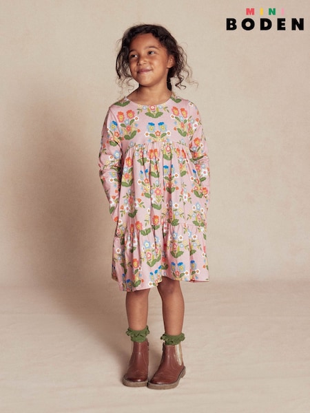 Boden Pink Ariel Long Sleeve Twirly Dress (Y08851) | £23 - £27