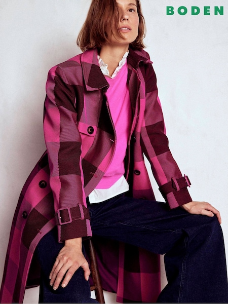 Boden Pink Cheltenham Trench Coat (Y08855) | £359