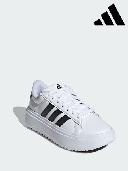adidas White Grand Court Platform Shoes (Y08892) | £70