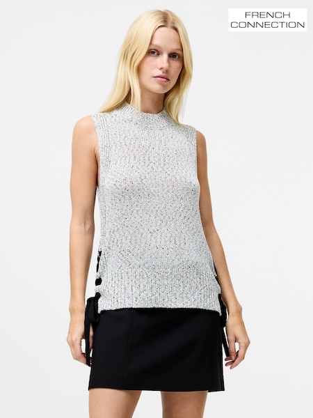 French Connection Grey Wai Sleeveless Long Vest Jumper (Y08902) | £85
