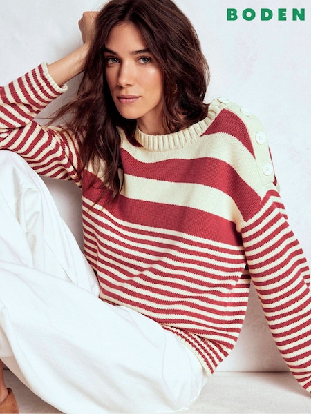 Boden Red Jemma Chunky Cotton Jumper (Y08921) | £79