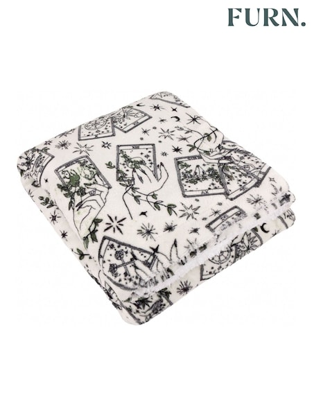 Furn Green Celestial Stories Printed Sherpa Fleece Throw (Y08961) | £30