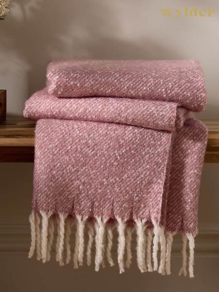 Wylder Pink Heather Isla Woven Tasselled Throw (Y08964) | £30