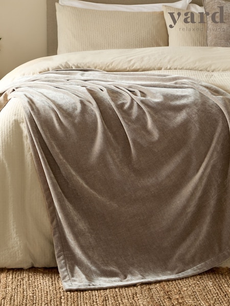 Yard Greige Heavy Chenille Velvet Throw (Y08966) | £38 - £48