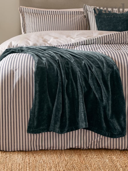 Yard Navy Blue Heavy Chenille Velvet Throw (Y08974) | £38 - £48