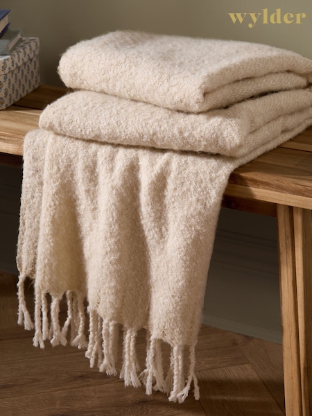 Wylder Cream Isla Woven Tasselled Throw (Y08984) | £30