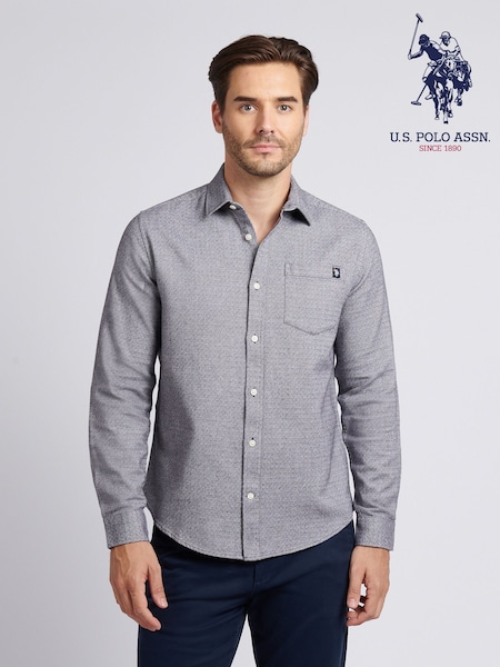 U.S. Polo Assn. Blue Herringbone Crosshatch Textured Shirt (Y09163) | £65