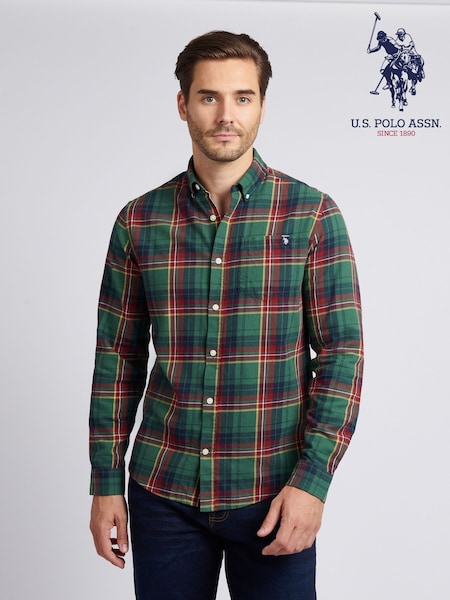 U.S. Polo Assn. Green Pocketed Checked Buttondown Shirt (Y09164) | £65
