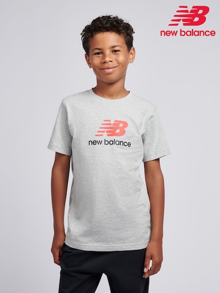 New Balance Grey Jersey Stacked Logo T-Shirt (Y09227) | £18 - £22