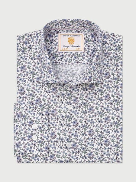 Brook Taverner Purple Floral Shirt (Y09292) | £50