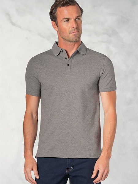 Brook Taverner Grey Stretch Cotton Polo Shirt (Y09294) | £40