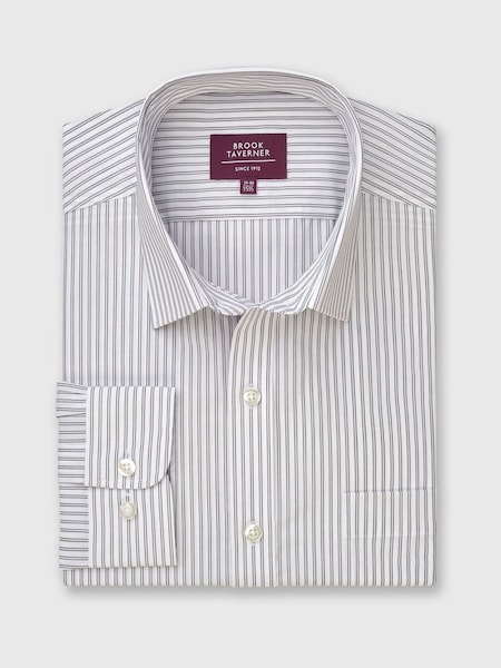 Brook Taverner White Stripe Cotton Shirt (Y09303) | £50
