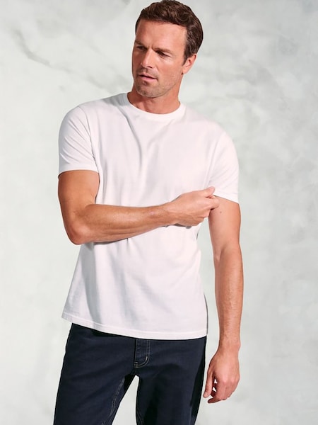 Brook Taverner White Pure Cotton Jersey T-Shirt (Y09324) | £25