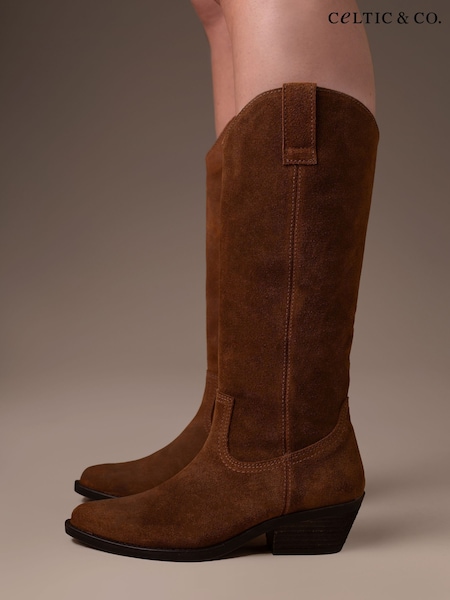 Celtic & Co. Mid Length Cowboy Brown Boots (Y09338) | £249