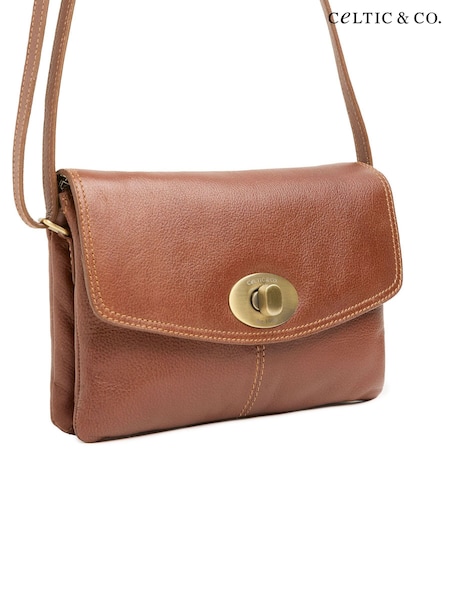 Celtic & Co. Brown Twist Lock Rect X Body Bag (Y09355) | £119