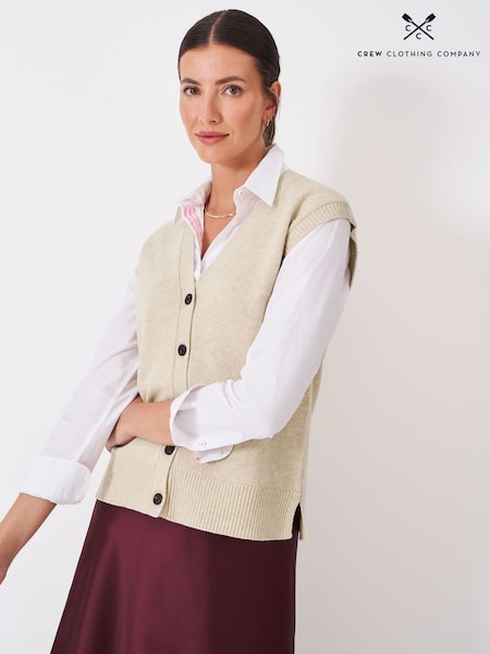 Crew Clothing Company Natural Harmony Button-Through V-Neck Vest (Y09438) | £59