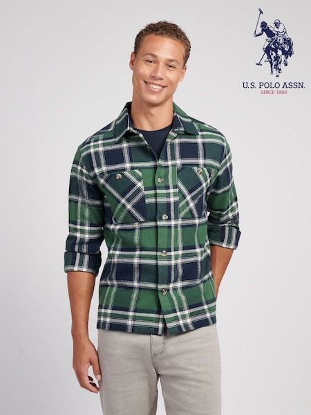 U.S. Polo Assn. Green Enlarged Check Overshirt (Y09440) | £80