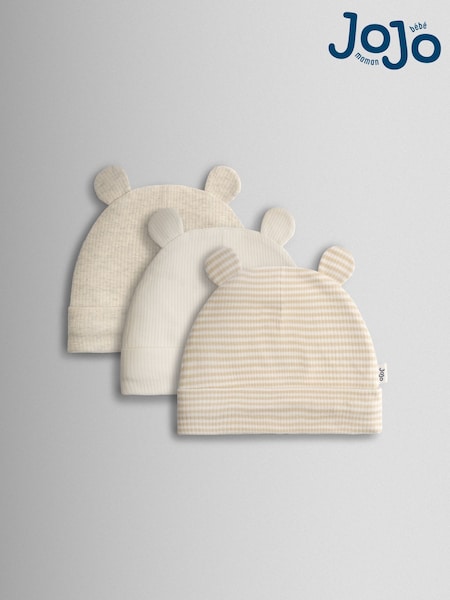JoJo Maman Bébé Natural 3-Pack Bear Hat (Y09487) | £15