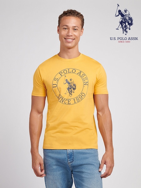 U.S. Polo Assn Orange Mens Circle Print T-Shirt (Y09547) | £25