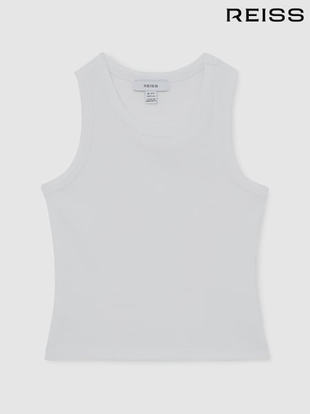 Reiss White Violet Stretch-Cotton Ribbed Vest (Y09639) | £14