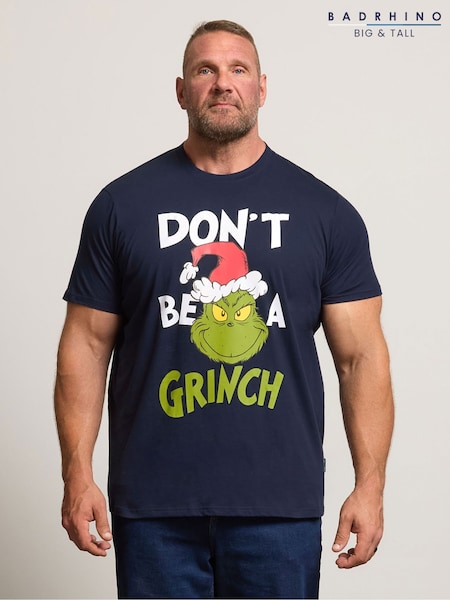 BadRhino Big & Tall Blue Grinch Christmas T-Shirt (Y09718) | £24