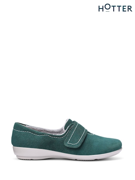 Hotter Green Regular Fit Toasty Touch Fastening Slippers (Y10011) | £49