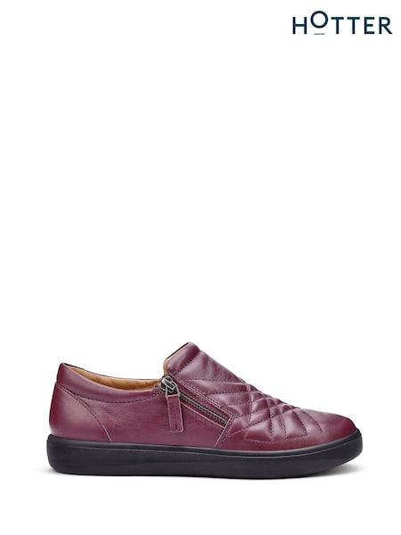 Hotter Red Regular Fit Poppy Slip On Zip Shoes (Y10052) | £79
