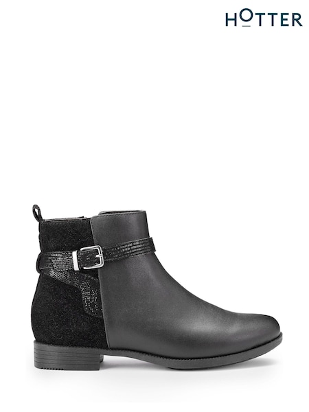 Hotter Black Wide Fit Haydock Zip Boots (Y10057) | £109