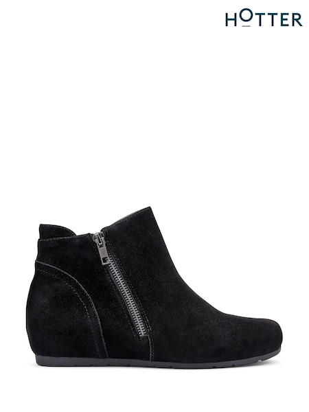Hotter Black Wide  Fit Avebury Zip Boots (Y10071) | £99