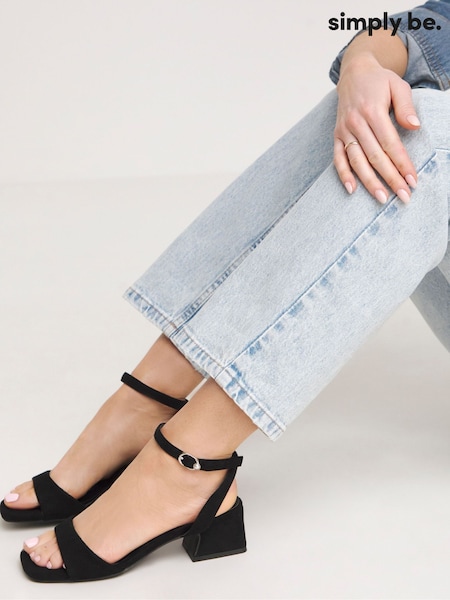 Simply Be Black Barely There On Low Block Heel (Y10393) | £36